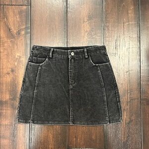 She + Sky Black Corduroy Mini Skirt